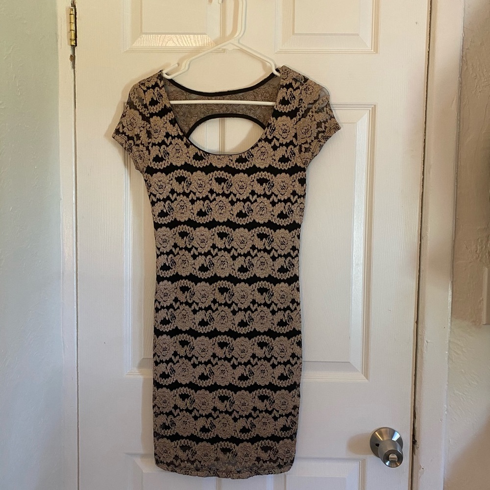 Gold and black lace dress